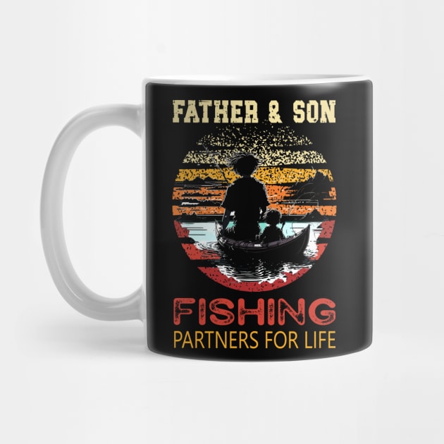 Vintage Father Son Fishing Partners For Life Dad Matching by AlmaDesigns